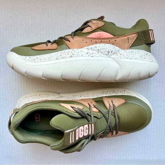 UGG LA Cloud Low Top Burnt Olive Green Tan Peachy Pink Colored Sneakers Size 11 - Picture 1 of 13
